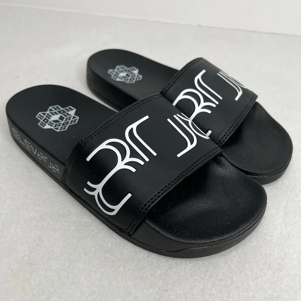 Black Summer Casual Slide Strap Slip On‎ Shower Sandals Men's Size 6
